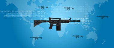 ateşli silah Cyber warfare kavramı silah dijital kod dünya geniş askeri saldırı