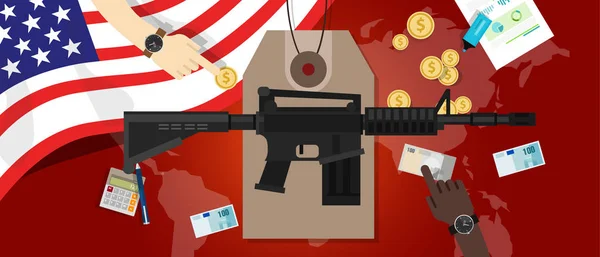 Costo de guerra conflicto economía control de armas defensa militar gasto América lobby — Vector de stock