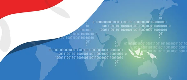 Indonesia mapa del mundo tecnología estilo paisaje digital conexión geografía internet red — Archivo Imágenes Vectoriales