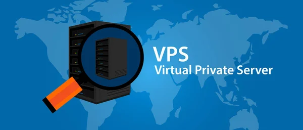 VPS Virtual private server web hosting servizi tecnologia infrasctructure — Vettoriale Stock