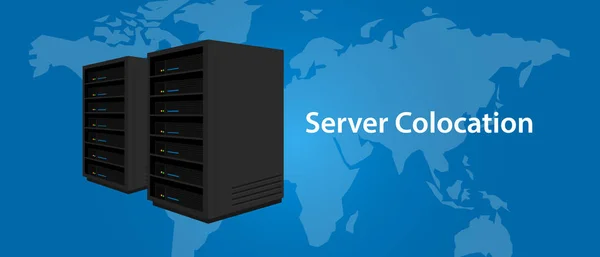 Colocação servidor web hospedagem serviços infrasctructure tecnologia — Vetor de Stock