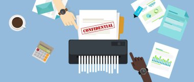 paper shredder confidential and private document office information protection clipart