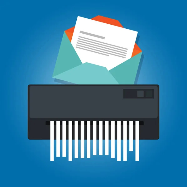 Excluir remover lixo de e-mail spam mensagem triturador de papel —  Vetores de Stock