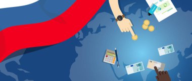 Finans bankacılık bütçe bayrak harita ve para birimi ile Rusya Mali para ticaret kavramı gösteren resim