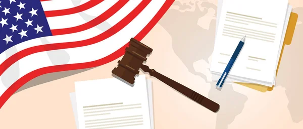 Estados Unidos Estados Unidos de América ley constitución juicio legal justicia legislación juicio concepto utilizando bandera mavel papel y pluma — Vector de stock