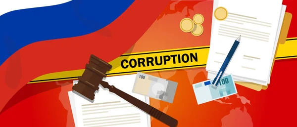Ryssland bekämpar korruption pengar mutor finansrätt polisen kontraktraden för fall skandal tjänsteman — Stock vektor