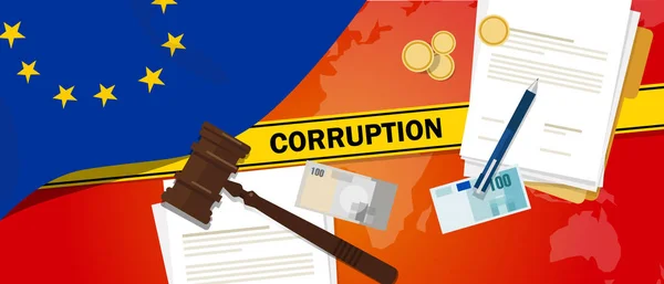 Europe corruption argent corruption droit financier contrat police ligne pour une affaire scandale gouvernement fonctionnaire — Image vectorielle
