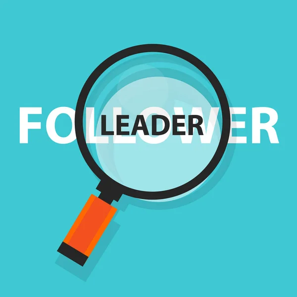 Lider takipçisi kavramı iş metin odaklanmak Word büyütme — Stok Vektör