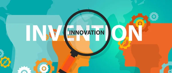 Inovação vs conceito de invenção de pensamento análise ideia mente criativa — Vetor de Stock