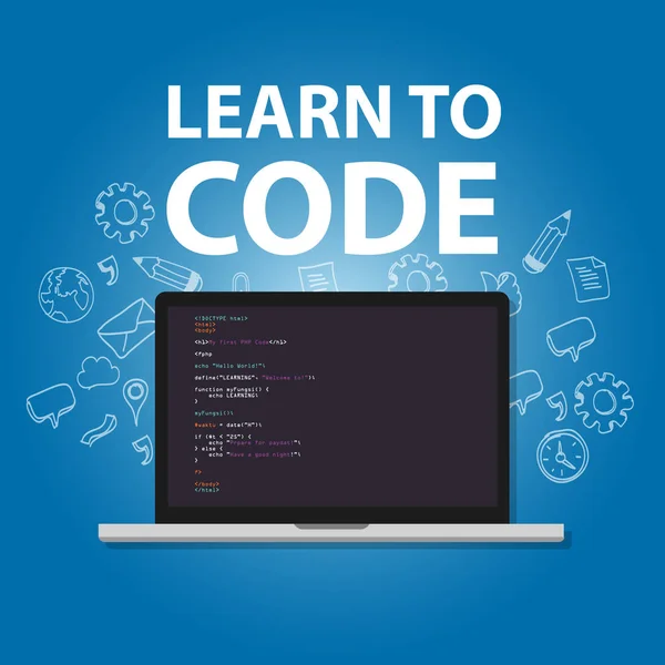 プログラミング言語教育の実践をコードすることを学ぶ — ストックベクタ