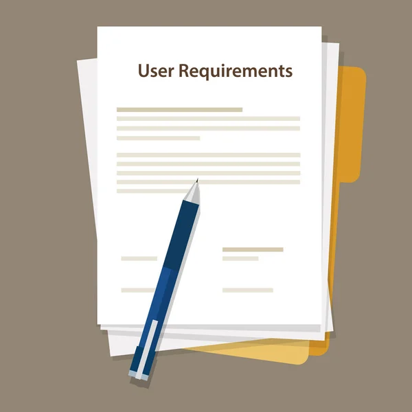 Προδιαγραφές απαιτήσεων χρήστη έγγραφο εργασία χαρτί — Διανυσματικό Αρχείο