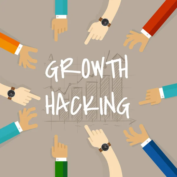 Growth hacking conceito de método de negócios de usar seus conhecimentos de produto e distribuição, encontrar engenhoso, solução baseada em tecnologia — Vetor de Stock