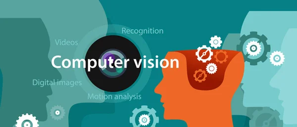 Computer vision technology illustration digital image recognition — Stock Vector