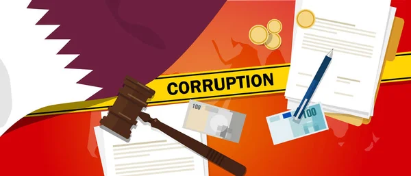 Katar korrupció pénz vesztegetési pénzügyi jog rendőrség szerződéssort esetben botrány kormánytisztviselő — Stock Vector