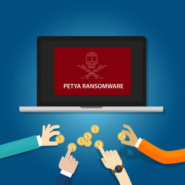 Petya ransomware ciberataque virus seguridad informática — Archivo Imágenes Vectoriales