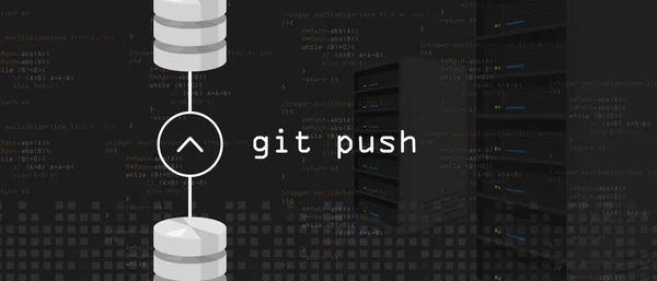 Git 푸시 요청 프로그래밍 코딩 서버 및 데이터베이스 — 스톡 벡터