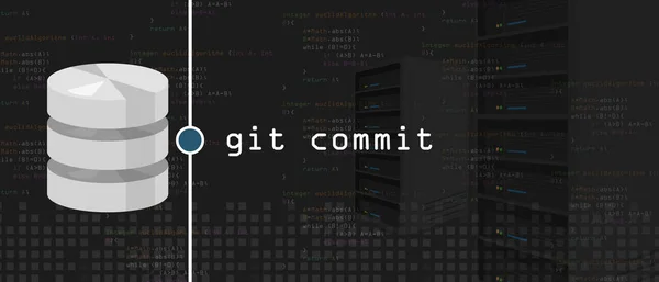 Git commit serveur de programmation et base de données — Image vectorielle
