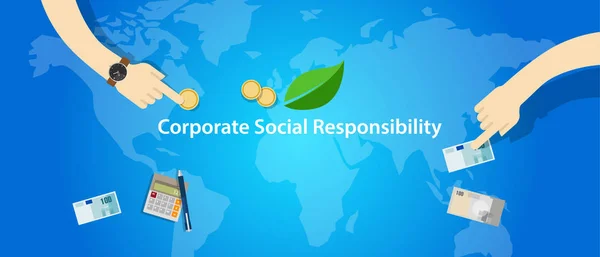 CSR kurumsal sosyal sorumluluk şirket iş yardım topluluğu — Stok Vektör