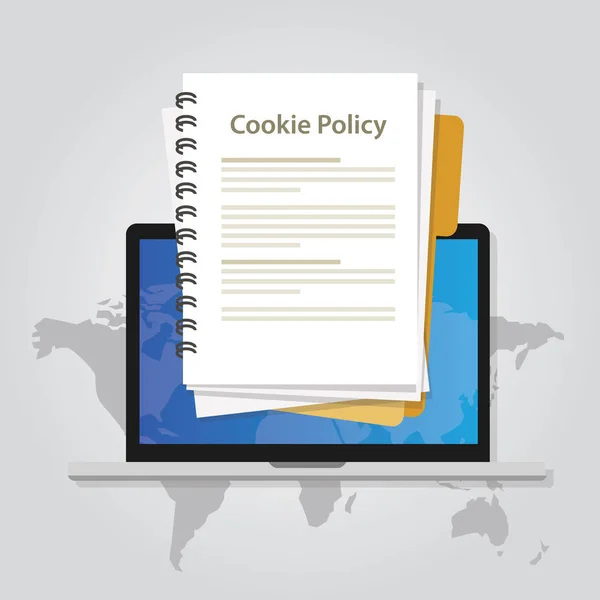 Cookie politika adatvédelem gyűjt adat-ból látogató a honlapon — Stock Vector