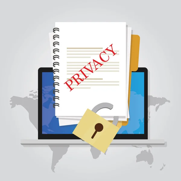 Privacy online document vergrendeld gegevens beveiliging — Stockvector