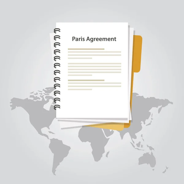 Acuerdo de París acuerdo climático documento en papel internacional — Archivo Imágenes Vectoriales