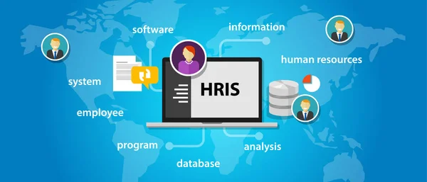 HRIS mänskliga resurser informationssystem programvara för företag — Stock vektor