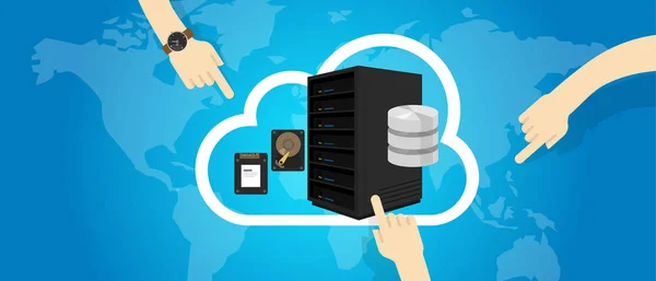 Iaas インフラストラクチャをクラウド上のサービスとして手を決めるインターネットを選択します。 — ストックベクタ