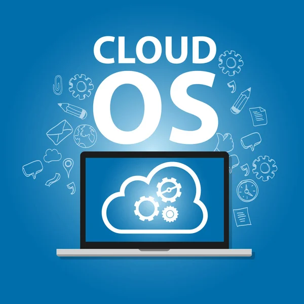 Cloud OS système d'exploitation ordinateur portable en ligne concept internet matériel informatique — Image vectorielle