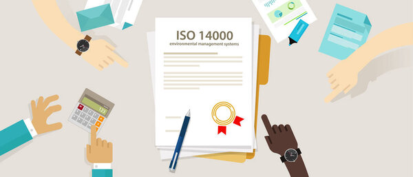 ISO 14000 management environmental standards business compliance to international organization hand audit check document