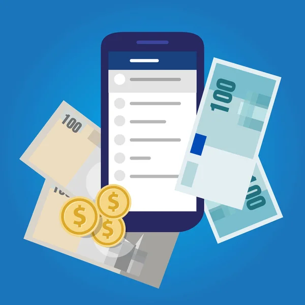 Compte bancaire mobile argent Finances épargne invest objet cash — Image vectorielle