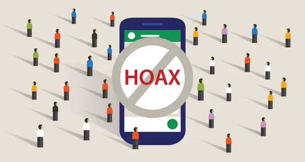 Hoax propagação de notícias usando o grupo de mensagens de bate-papo aplicativo de comunicação de telefone inteligente grupo de pessoas —  Vetores de Stock