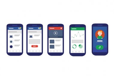 kullanıcı arayüzü mobil tasarım UI akıllı telefon görüşmeleri alışveriş istatistik verileri ve video
