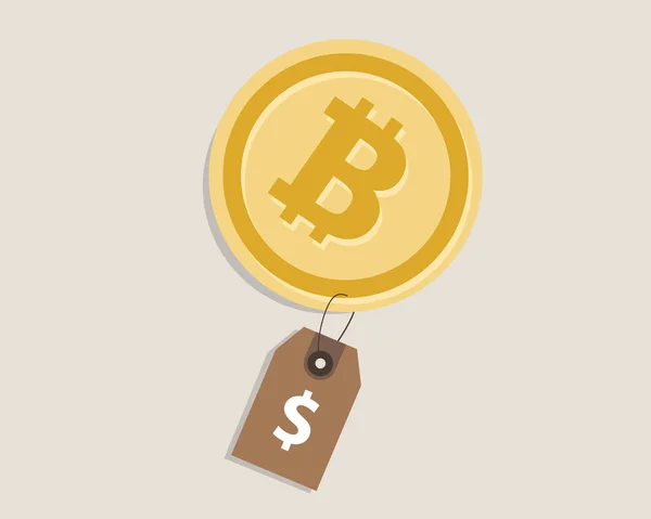 Bit-coin prix valeur monnaie monnaie taux de change dollar comptant acheter vendre — Image vectorielle