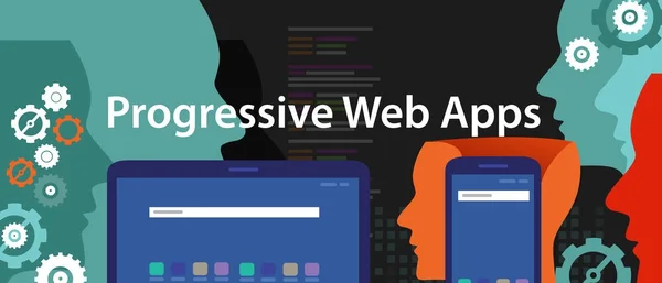 Progressive Web Apps sviluppo di applicazioni web per smartphone — Vettoriale Stock