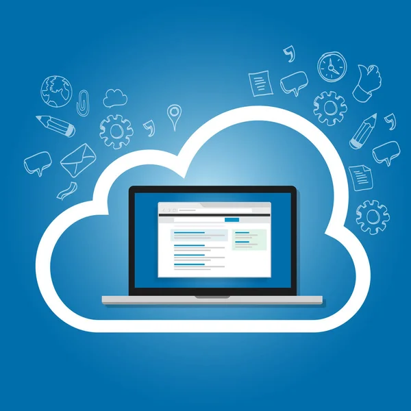 SaaS λογισμικό ως υπηρεσία στο cloud αποτέλεσμα βελτιστοποίησης μηχανών αναζήτησης στο διαδίκτυο στην ιστοσελίδα — Διανυσματικό Αρχείο