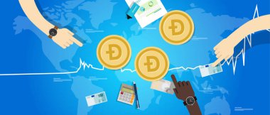 Doge para Satım değeri grafik mavi dijital sanal fiyatını artırmak