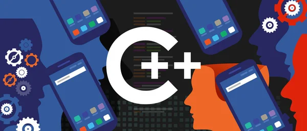 Mobilna aplikacja języka programowania C, oprogramowanie technologia kodowania — Wektor stockowy