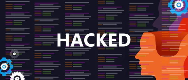 Gehackt das Internet-Computer-Sicherheits-Netzwerk Quellcode Kriminalität Cyber-Angriff dunkle Sicherheitsdieb — Stockvektor
