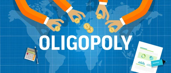 Oligopoly koncepció több vállalat domináns piaci részesedése egy termék. Piacvezető értékesítést vagy bevételt generál az üzleti versenyben. — Stock Vector