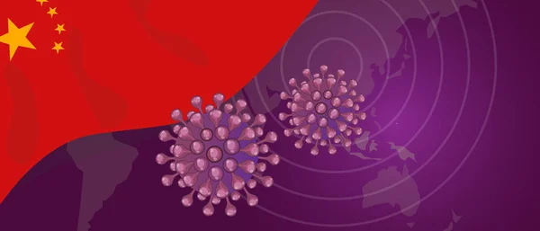 Virus Corona pandémie mortelle propagation en Chine avec épidémie de grippe carte — Image vectorielle
