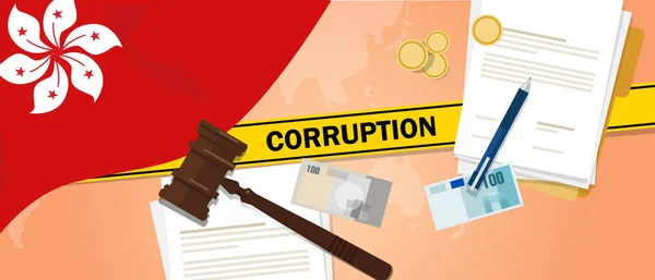 Коррупция в Гонконге грязные деньги сделки в бизнесе незаконные наличные финансовые операции. Уголовное дело — стоковый вектор