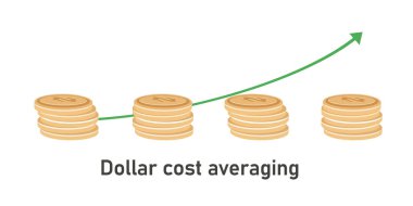 Dollar cost averaging DCA method to invest or saving periodically each month for mutual fund clipart