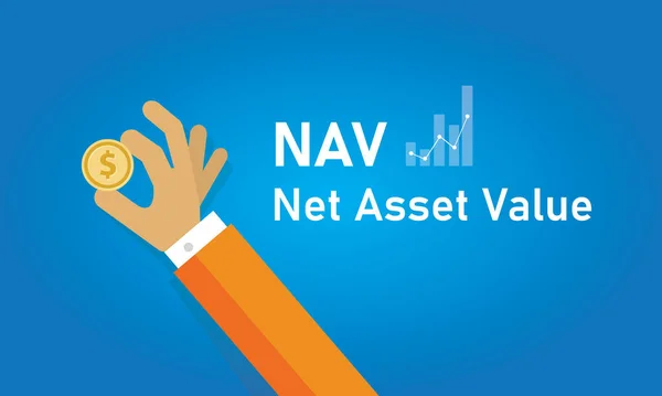 NAV Net Asset Value the net value of an entity and is calculated as the total assets minus liabilities — Stock Vector