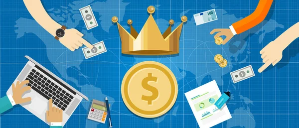 Cash is king concept l'importance des flux de trésorerie dans les transactions des entreprises dans le monde entier — Image vectorielle