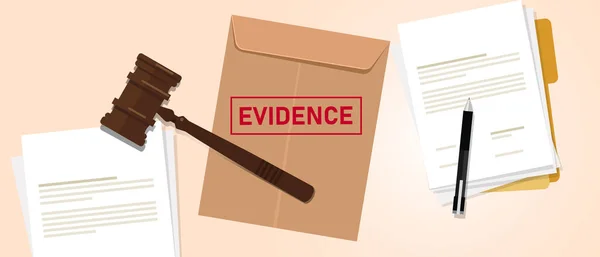 Bevis stämplade i brunt kuvert begreppet bevis i domstol — Stock vektor