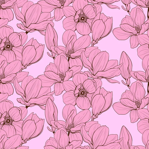 Magnolia rose sans couture — Image vectorielle