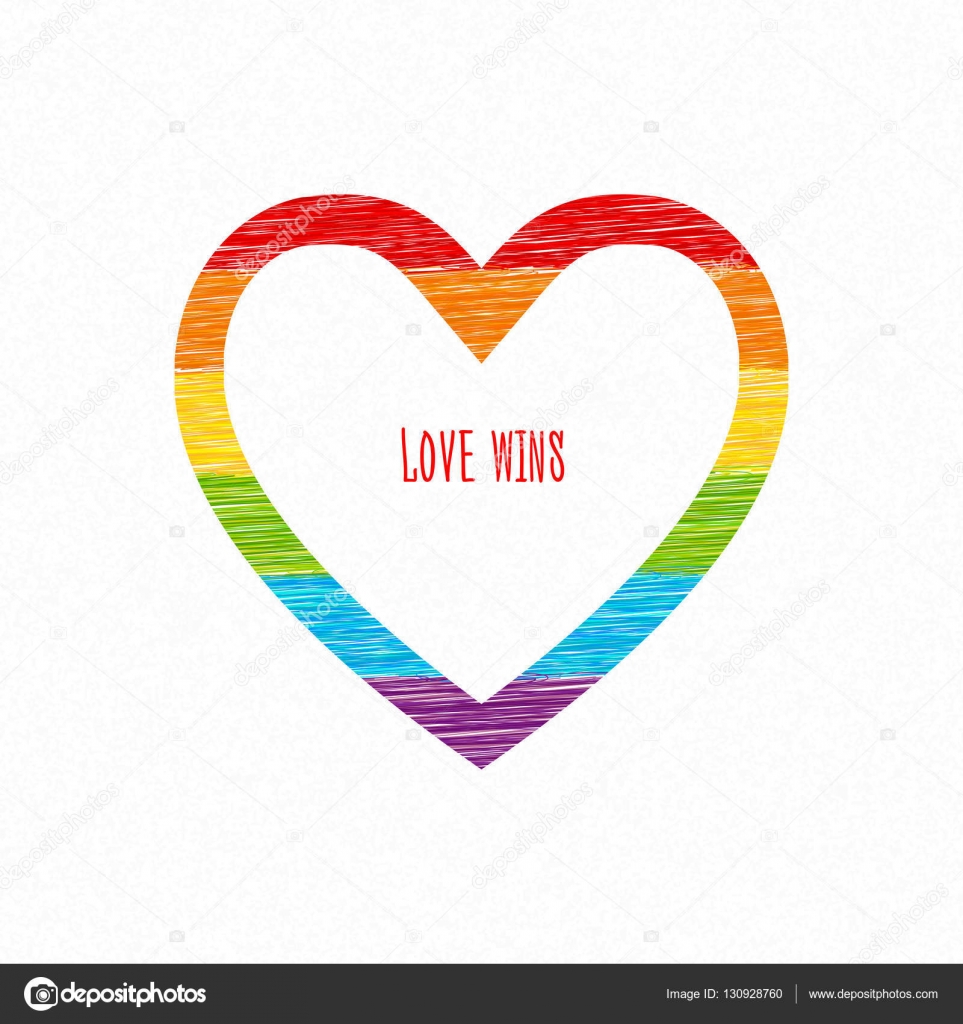 Download Rainbow heart, love wins inscription. S — Stock Vector ...