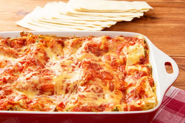 Lasagna with spinach, ricotta and feta. — Stock Photo, Image