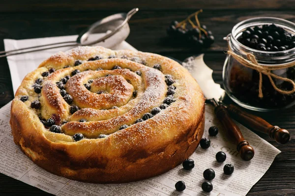 Homemade poppy seed cake with aronia berries. — Stock Photo, Image