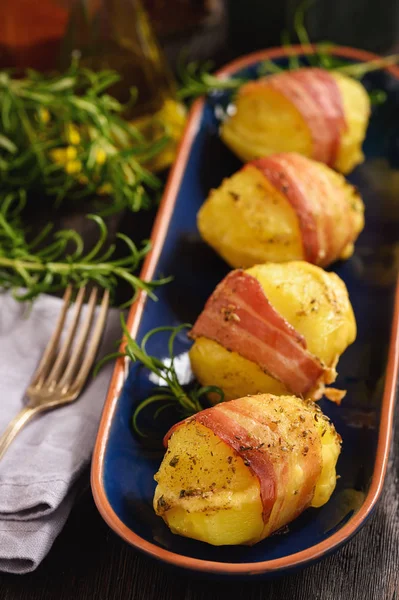 Картофель Беконе Запеченный Сыром — стоковое фото
